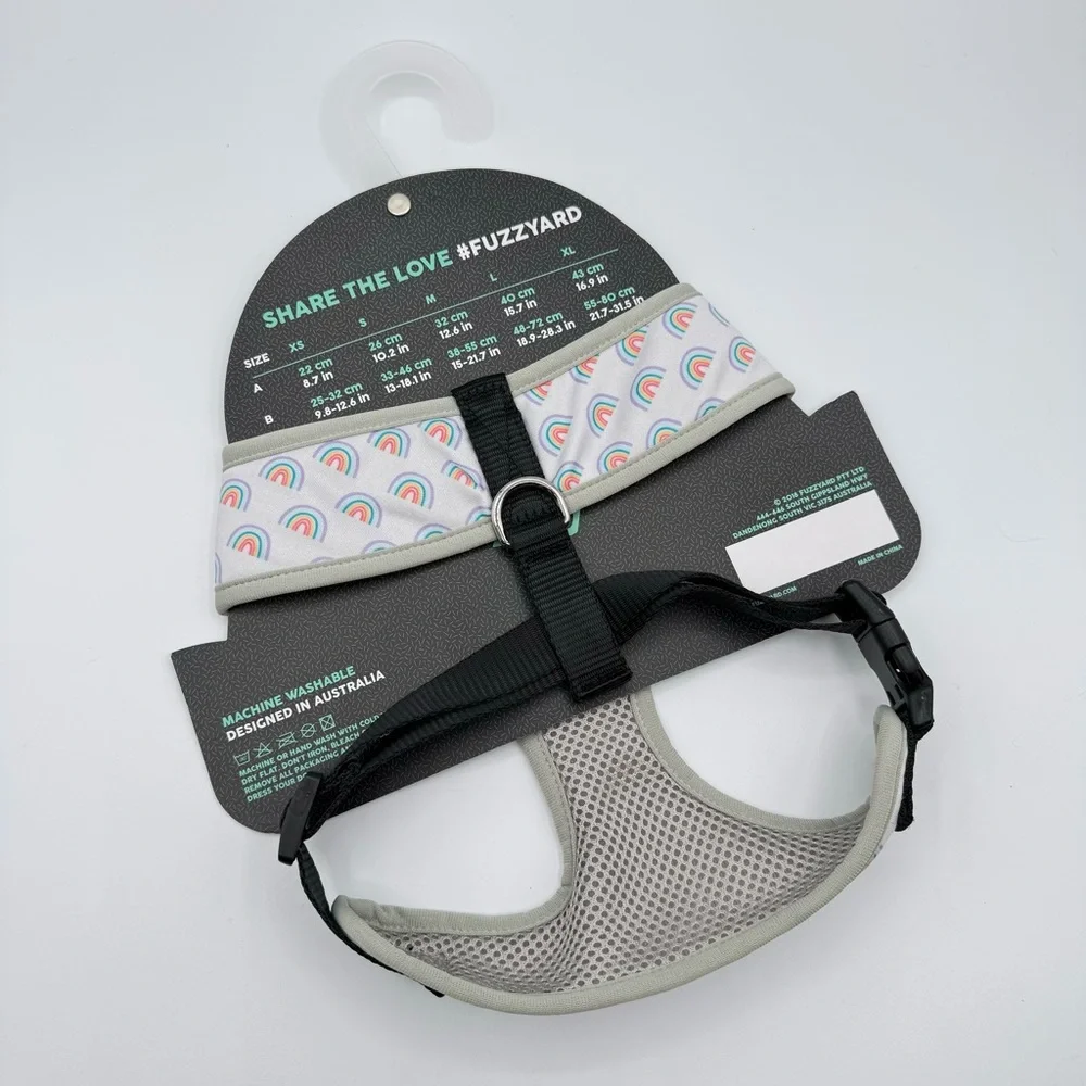 Fuzz Yard Grey Rainbow Arch Print Adjustable Harness Dog’s Size Large
